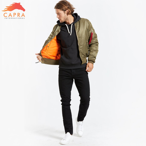 Blouson de baseball classique en satin imperméable à l'eau pour hommes avec fermeture à glissière avec logo Fabrication - Product Image 2