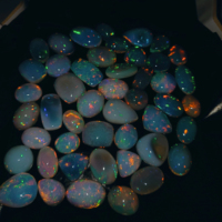 Opale naturelle éthiopienne de qualité supérieure, cabochon multicolore, mélange de couleurs, ovale, pierre précieuse en vrac - Pierre de haute qualité, traitement par cirage/huile (troisième étape)
