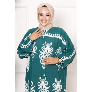 Vestido Hijab de viscosa con botones Esmeralda para niños y niñas Material de tela - Product Image 1