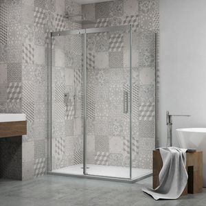 Gelsomino SPF006 8mm porta doccia ad angolo in vetro trasparente con funzione scorrevole dimensioni regolabili 70X100X200h" - Product Image 1