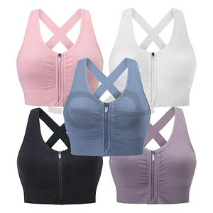 Sujetador de postcirugía frontal con cremallera para mujer, sujetadores deportivos inalámbricos, diseño de tiras acolchado, soporte medio, sujetadores deportivos para Yoga y ejercicio - Product Image 1