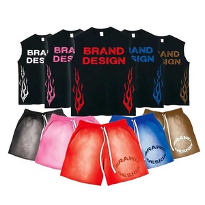 Servicio de Fabricación de Conjuntos de Camiseta y Pantalones Cortos de Algodón 100% de Talla Grande con Etiqueta Privada, Conjunto de Dos Piezas para Verano, Empaque Personalizado - Product Image 1