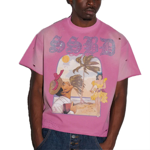 T-shirt pour homme en coton 100% de luxe avec logo personnalisé, effet délavé, de haute qualité, lavage à l'acide, vintage, lourd, pour hommes - Product Image 1