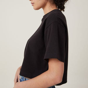 เสื้อยืดแขนสั้นสำหรับผู้หญิงเสื้อยืดครอปแขนสั้นลำลองโอเวอร์ไซส์ผ้าคอตตอน100% ฤดูร้อน2025 - Product Image 3