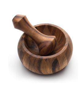 Mortero y Maja Olmeca, trituradora de hierbas y especias de madera de acacia, molinillo de mortero/picadora para hierbas para prensa de ajo, molinillo de café - Product Image 1