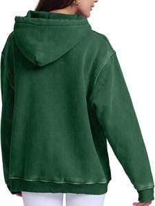 Sudadera con capucha con cremallera y lavado ácido Vintage personalizado de peso pesado para mujer, Jersey desgastado de gran tamaño con bolsillo, ropa de calle de lana lisa en blanco - Product Image 4