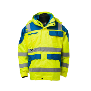 Hi Vis Reflector Softshell Chaqueta larga para hombres Ropa de trabajo de seguridad de construcción impermeable de alta calidad con cuello con capucha - Product Image 1