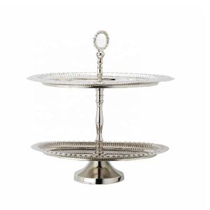High Quality 2-Tier Stainless Steel <b>Cake</b> Stand Metal <b>Cake</b> Stand Stands <b>Cake</b> <b>Tools</b> From India Dessert Display Cupcake Stands - Product Image 2