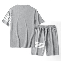Ensemble décontracté pour homme grande taille, t-shirt à manches courtes respirant et léger, short imprimé avec cordon de serrage, ensemble 2 pièces pour le printemps
