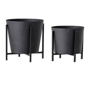 Macetas decorativas para el hogar y la sala de estar, macetas de decoración para interiores y exteriores, maceta, juego de acabado negro de 2 a precio mayorista - Product Image 1