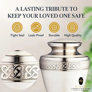 Handcrafted Aluminum Cremation <b>Urn</b> White Finish Cremation <b>Urns</b> with Meena Coating <b>Large</b> 220 Cu Capacity Leak-Proof & Engravable - Product Image 5