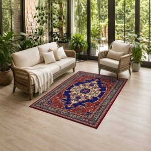 Tapis RUGS DEPOT LXDP-0308 en gros, rouge bordeaux, traditionnel, oriental, imprimé numériquement, lavable en machine, en chenille, antidérapant - Product Image 6