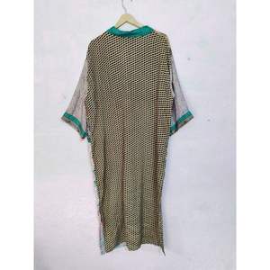 Kimono de Luxe Fait Main Robe de Bain Longue en Soie Maxi Robe de Chambre Vintage Ethnique Sari pour Usage Domestique-Vie Quotidienne Été Printemps - Product Image 4