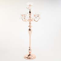 Candélabre en métal rose doré de luxe, fait main, support de bougie lumineux, pour la maison et les mariages, dernier design, taille personnalisée