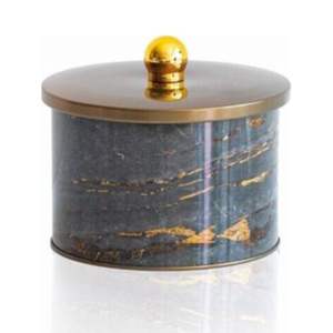 Recipiente redondo de metal dorado y roca de 1,3 L con mango de perilla de Ø 140x100mm Latas de metal elegantes - Product Image 2