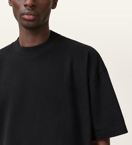 Camiseta personalizada 2025 100% algodón para hombre, ajuste holgado, negro sólido, cómoda con logotipo personalizado con estampado 3D, diseño de talla grande - Product Image 5