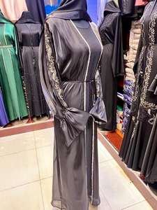 เสื้อผ้าอิสลามสีดำแบบดั้งเดิมสำหรับผู้หญิง2024ดูไบอาบายาทำมือพร้อมกางเกงขายาวสีดำสวยงาม - Product Image 3