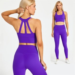 Outdoor Summer <b>Plus</b> <b>Size</b> Fitness Clothing Leggings Cross Gym Bra Top 2pcs Soft Yoga Set <b>Tight</b> Sport Suit Workout Training <b>Women</b> - Product Image 5