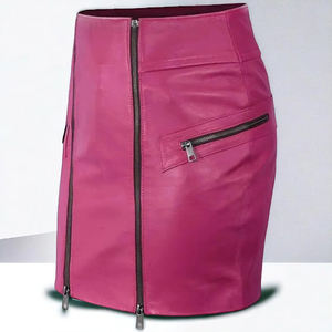 Winter New Natural Waist Mini Breathable Leather Zipper Casual <b>Skirt</b> Leather <b>Plus</b> <b>Size</b> Womens <b>Skirts</b> - Product Image 5