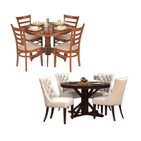 Ensemble de table à manger en bois massif au design moderne avec 4-6 chaises, couleur personnalisée, fabrication directe en usine en Indonésie