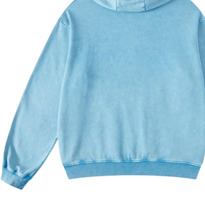 Sweat-shirt à capuche bleu ciel délavé à l'acide, surdimensionné, vintage, en molleton doux, streetwear, vêtements d'hiver pour hommes et femmes - Product Image 6