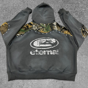 Sudadera con Capucha de Invierno de Alta Calidad, Unisex, de Algodón Grueso, con Estampado a Cuadros, Ropa Urbana, Fabricante de Ropa Personalizada OEM - Product Image 1