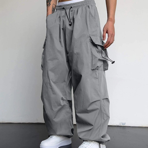 Wholesale Lightweight <b>Men's</b> Casual Straight Wide Leg Mid Waist Sport & Work Cargo <b>Pants</b> - Product Image 4
