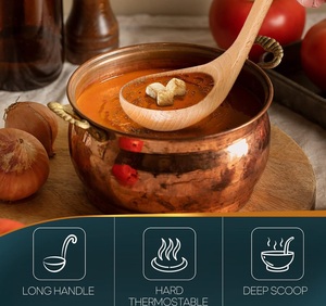 Cuillère à soupe en bois 2 pièces-Cuillères en bois naturel pour la cuisine Gadgets de cuisine Petites cuillères à louche-Louche en bambou en bois - Product Image 3