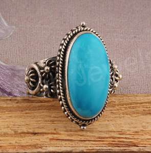 Arizona turquesa 10x14mm bisel ajuste sólido 925 plata esterlina eternidad anillo Vermeil minimalista joyería de mujer para fiestas - Product Image 1