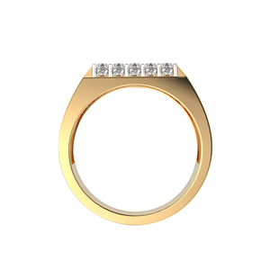 Anillo de compromiso de moissanita de 1.25 quilates con corte redondo, estilo hip hop, para hombre, regalo para esposo, plata de ley 925 chapada en oro con engaste pavé - Product Image 3