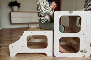 <span class=keywords><strong>Tour</strong></span> d'apprentissage et table pliable <span class=keywords><strong>2</strong></span>-en-<span class=keywords><strong>1</strong></span> Montessori TOP pour tout-petits avec tableau noir, transformable en aide de cuisine - Product Image 4