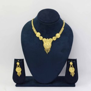 Venta al por mayor 14K 18K 24K chapado en oro formando collares con pendientes, conjunto de joyería tradicional, collares de moda rellenos de oro de latón. - Product Image 2