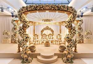 Dernier Kanyadanam Mandapam pour les mariages du sud de l'Inde Magnifique mariage Mandap Design Royal Fusion Wedding Mandap Cum Stage Setup - Product Image 4