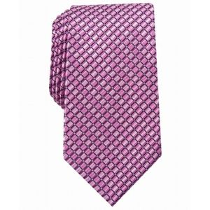 Cravatta da uomo Perry Ellis Nascarella in seta jacquard stampata, 100% seta, fantasia a righe e a quadri, rosa, taglia regolare - Product Image 1