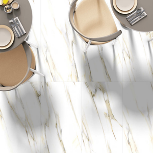 Carreaux de porcelaine émaillée blanche antibactériens 600x1200x9mm avec surface brillante, imperméables et ignifuges pour les murs et sols intérieurs des salles de sport - Product Image 1