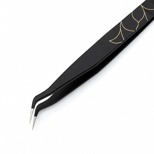 แหนบต่อขนตา SHEARS BEAUTY สแตนเลสสตีล ปลายเฉียง แม่นยำ ใช้งานง่าย สีดำลายทอง - Product Image 5