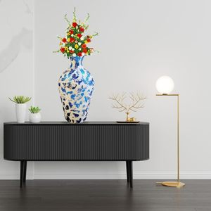 Vase en métal contemporain avec reflets bleus pour l'élégance de la maison Vase en métal avec touche bleue Parfait pour n'importe quelle pièce - Product Image 5