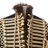 Veste de hussard en laine rouge faite à la main Veste de hussard en laine noire faite à la main Costume rouge tresse d'or uniforme de cérémonie en coton