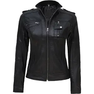 Genuine Leather Ladies Jackets High Quality Original Sheep Skin Leather Jackets Custom Design Women's Winter Motorcycle Jacket