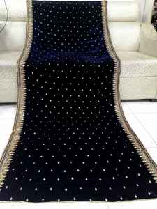 WS INTERNATIONAL Fully Embroidered Pakistani Shawl <b>Net</b> <b>Dupatta</b> Beautiful Velvet Velour Beautiful Colors for Muslim Polyester - Product Image 5