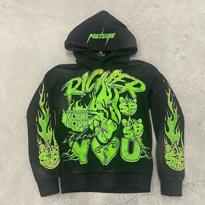 Conception à la mode de haute qualité vente en gros de vêtements de rue pour hommes sweat à capuche en détresse police de lettre bouffante survêtement pull lourd personnalisé - Product Image 2