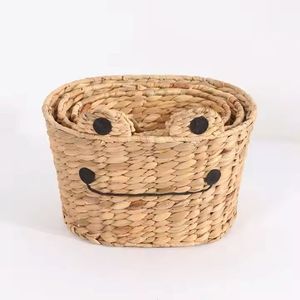 Panier artisanal de luxe en jacinthe d'eau, écologique, décoratif, léger, durable, organisateur de rangement, articles de cuisine, prêt à offrir - Product Image 5