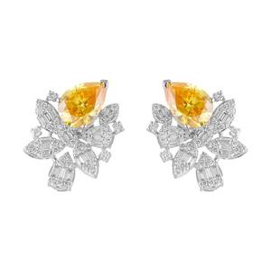 Boucles d'oreilles en diamants de laboratoire certifiés IGI, taille fantaisie, motif floral rayonnant, 2,13 ct, clarté VVS2, or rose, design de luxe pour femme - Product Image 1