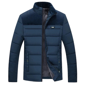 Veste matelassée chaude d'hiver pour hommes Parka en peluche épaissie avec col montant et pardessus rembourré en toile à fermeture éclair - Product Image 4