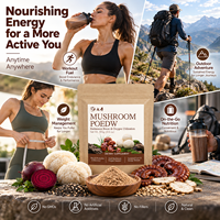 Poudre de superaliments Qidan Reishi, mélange de champignons superaliments, crinière de lion, rhodiola, protéines pour l'énergie, la résistance, l'endurance et les performances