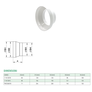 Raccord de réduction en PVC Tecnosystemi pour systèmes CVC – Pièces pour aspiration et ventilation en plastique PVC - Product Image 3