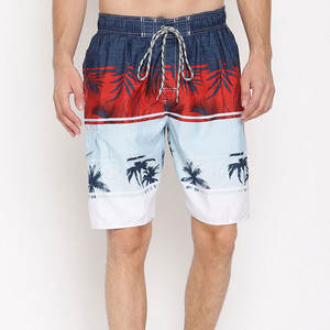 Shorts de Baño para Hombre, Color Azul Marino, Rojo, Azul Hielo, con Estampado Tropical de Palmeras, Protección Solar UPF 50+, Secado Rápido, Ropa de Playa de Alto Rendimiento, de Fábrica - Product Image 1