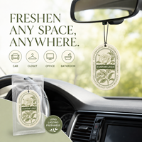 Désodorisant de voiture suspendu au parfum Oud botanique et thé au lait, avec logo personnalisé, longue durée, collection assortie, boîte de présentation pour la vente au détail