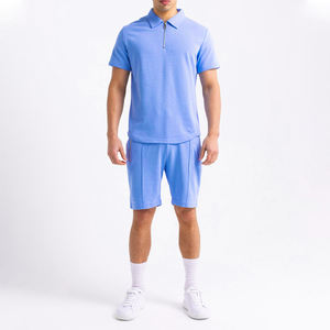 Ensemble deux pièces polo et short pour hommes personnalisés Survêtement d'été à col zippé Tenue de sport décontractée Fourniture OEM - Product Image 6