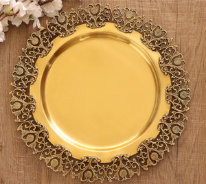 Plateau de service en laiton pur 100% plateau de nourriture rond robuste pour hôtel restaurant maison disponible au meilleur prix - Product Image 1